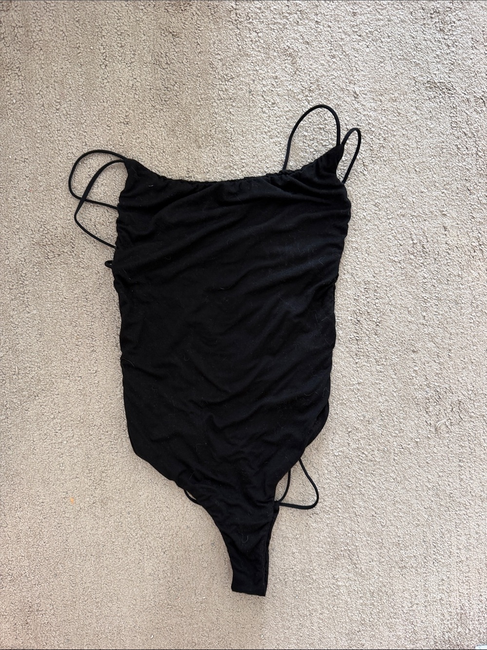 Black Ruched One-Piece Bodysuit